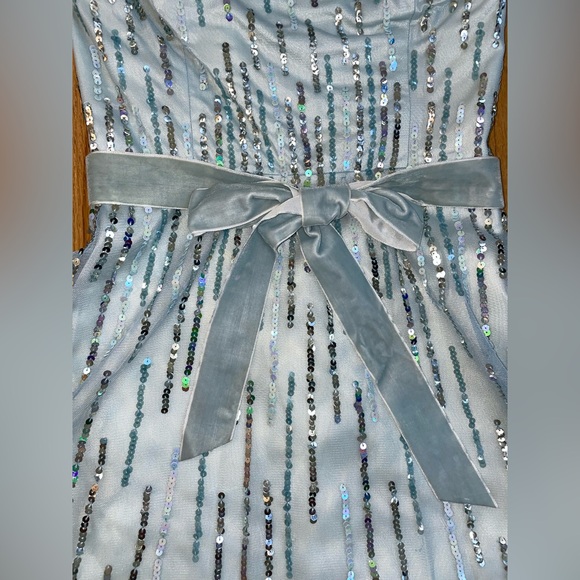Women’s Elegant BCBGMaxAzria Light Blue Strapless Sequin Dress - Picture 3 of 15